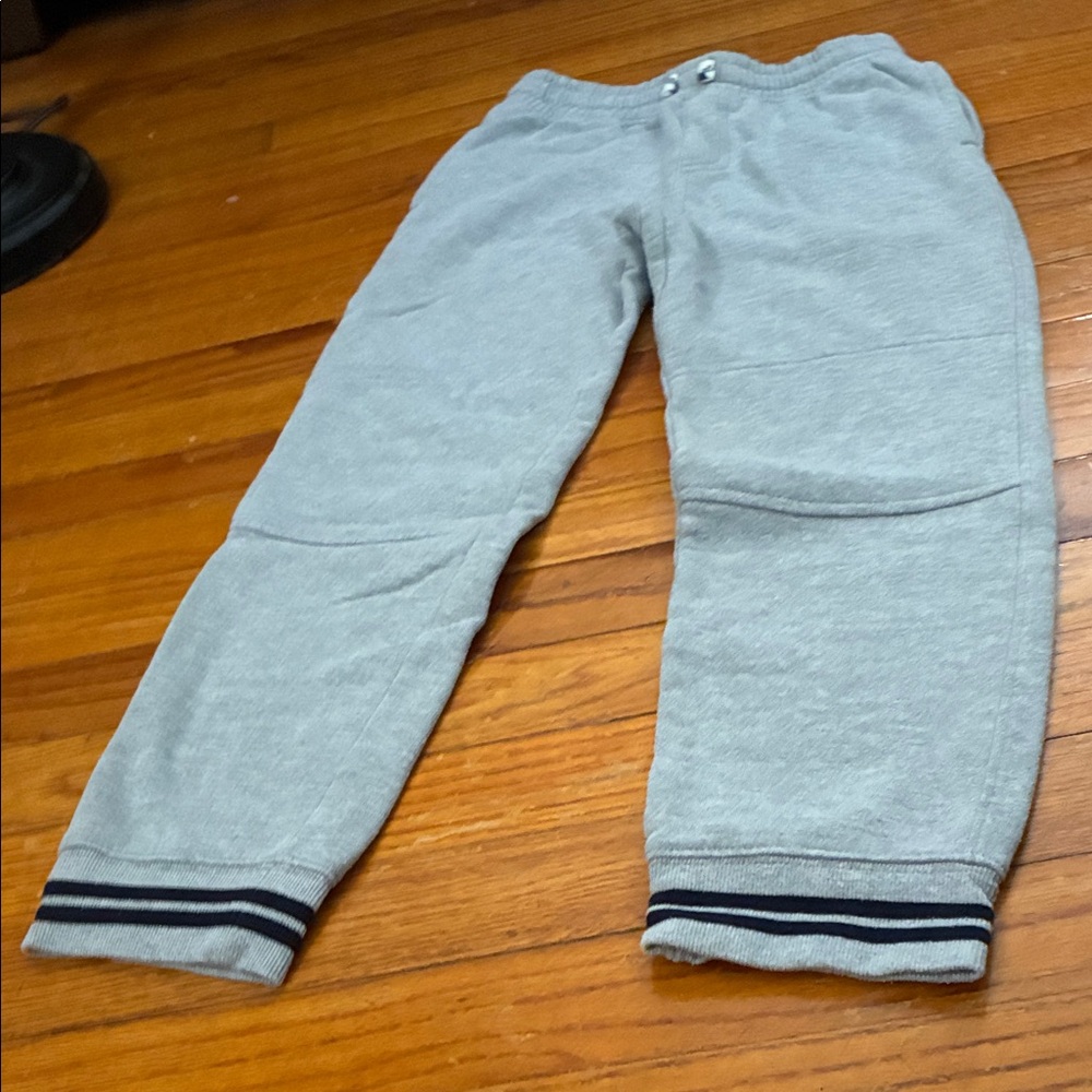 Gymboree Gray Kids Joggers with Navy Striped Cuffs